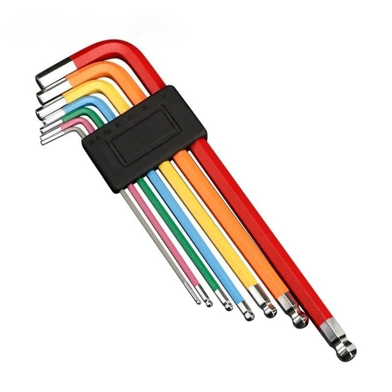Jogo de Chaves Hexagonais para Bicicleta 7 Peças MTB Speed Kit de Reparo Colorido Chave Allen Ponta Chata e Bola 1.5/2/2.5/3/4/5/6mm