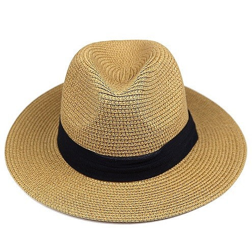 LNPBD Moda verão chapéu de palha feminino branco de aba reta larga chapéu jazz fedora chapéu de sol boné de praia verão