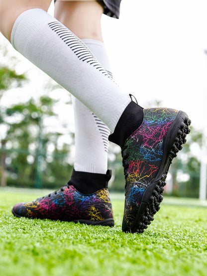 Professional High-Top Soccer Shoes for Men, Tf, Broken Nails (Referring to Cleats), Short Nails (Referring to Studs), Artificial Turf Training, Breathable, Anti-Slip