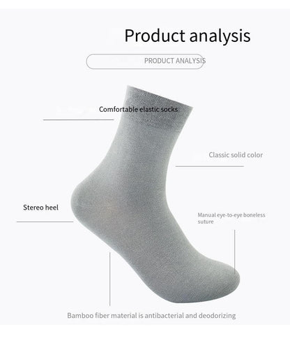 10 Pair Men's Bamboo Socks Anti-bacterial And Anti-odour Soft Business Socks Wearable And Breathable Casual Socks For Men
