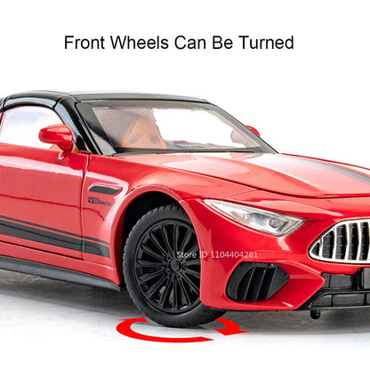 Miniatura de Carro de Brinquedo SL63 G800 na Escala 1:22, Veículos de Liga Fundida, Direção nas Rodas Dianteiras, Som, Luz, Fricção, Modelos para Presente Adulto
