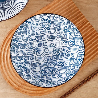Tigela de chapéu japonesa e coreana de 8 polegadas Tigela de macarrão instantâneo vermelha de cerâmica para casa Tigela de sopa grande tigela de chifre cor sob esmalte