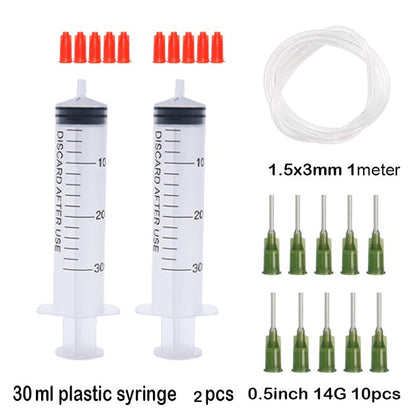 Seringa Luer de 1/3/5/10ML com Agulha de Ponta Romba de 14-25Ga 1,5" e Conjunto de Tampa de Agulhas de Distribuição de Aço Inoxidável para Mistura de Líquidos