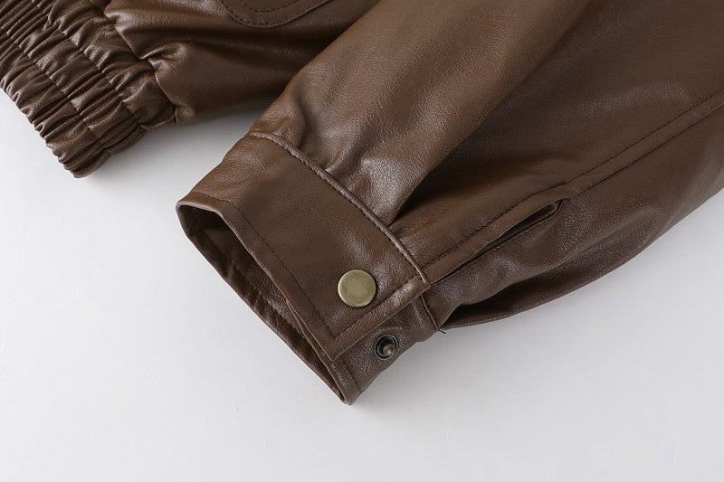 Winter Women's Fur Leather Jacket Long Sleeved Loose Warm Lamb Wool Vintage Thickened Locomotive Lapel Female PU Motorcycle Coat