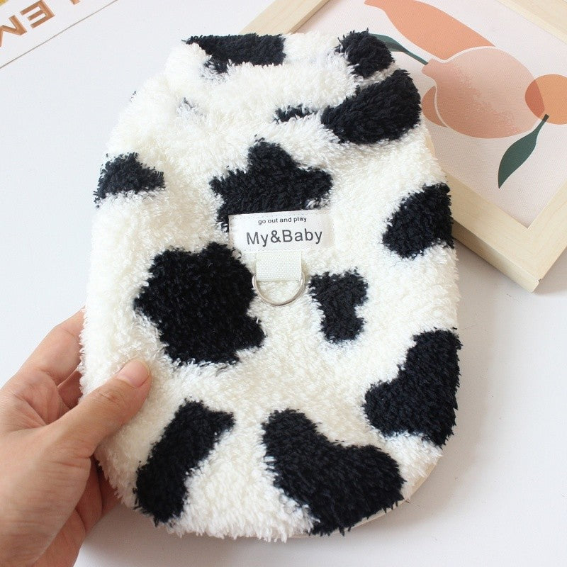 Colete de cachorro quente de lã, suéter de outono macio para animais de estimação, roupas de cachorro de luxo, moletons para filhotes, colete de gato com estampa animal, pulôveres para animais de estimação, roupas de poodle