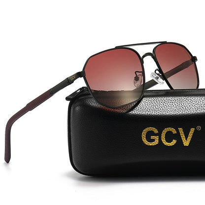 GCV 2025 Óculos de Sol Polarizados Clássicos Masculinos Modelo Piloto Quadrado Armação de Metal Óculos de Sol Masculinos para Dirigir Óculos UV Bloqueador Luxo