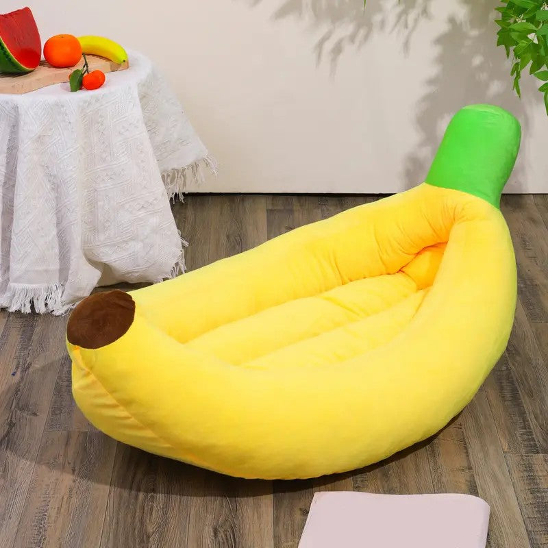Cama para Cães em Formato de Banana, Ninho Aconchegante, Cama para Pets Durável, Destacável e Lavável, Santuário Quente de Pelúcia para Cães e Gatos Pequenos/Médios/Grandes
