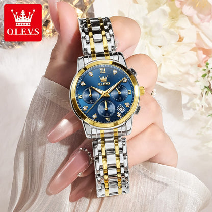OLEVS 2858 Women Watch Luxury Brand Quartz Watch Waterproof Luminous Date Chronograph Women Bracelet Dress Diamond Watch Reloj