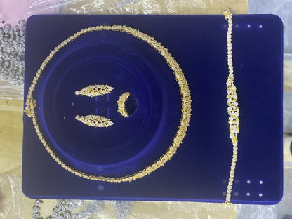 Conjunto de Joias 4 Peças Zircônia Cúbica para Festa de Casamento Feminino, Acessórios de Casamento Dubai, Arábia Saudita - Venda Quente 2023