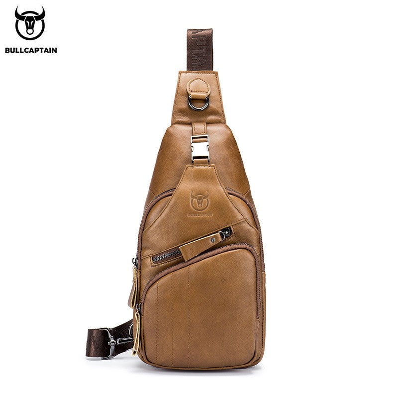 BULLCAPTAIN Bag Genuine Leather Chest Bag Men's Fashion Style Casual Straddle Bag Business Large Capacity Leather Men's Luggage