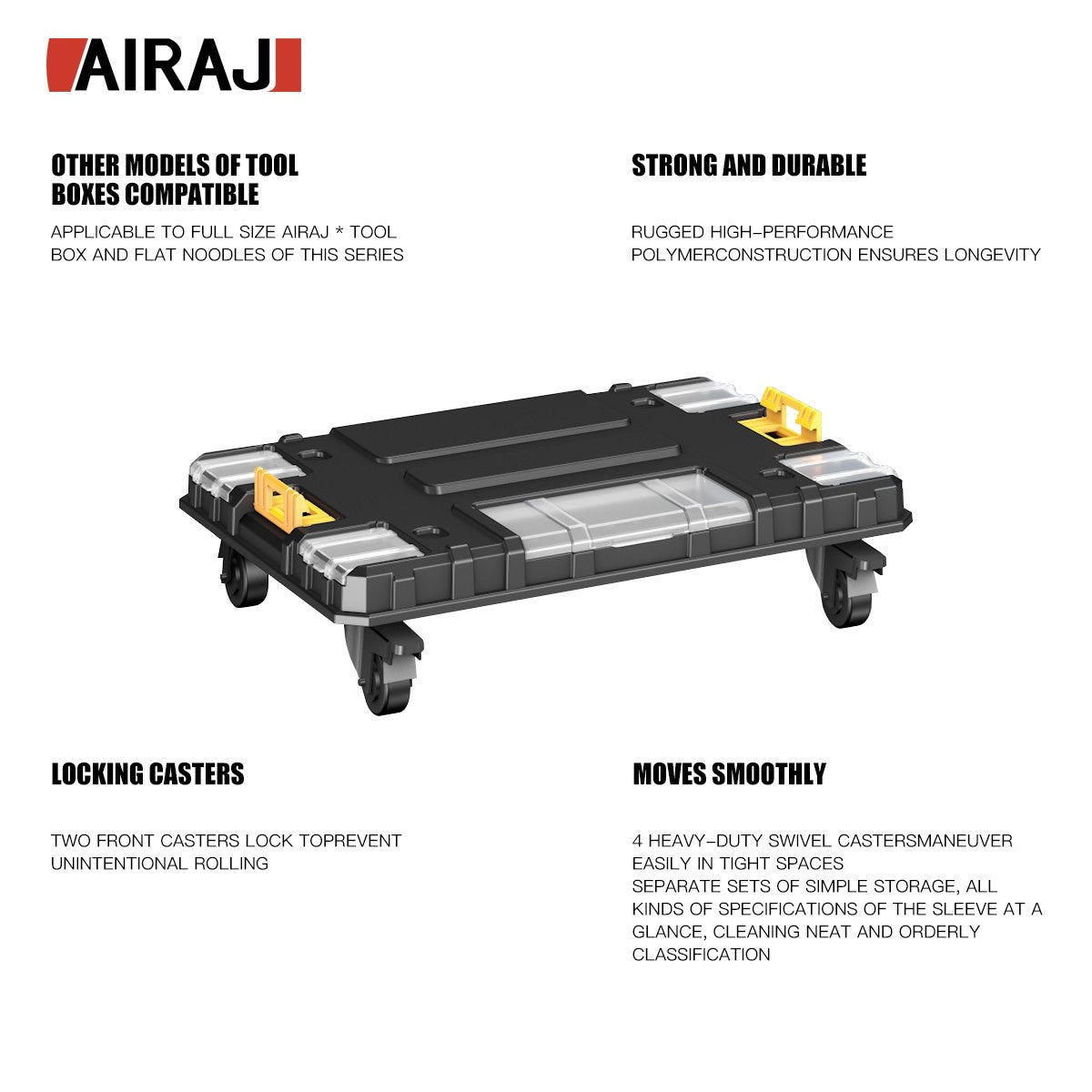 AIRAJ Conjunto de Caixa de Ferramentas Modular Empilhável - Caixa de Ferramentas Portátil com Rodas para Montagem Modular e Fácil Mobilidade que Economiza Espaço!