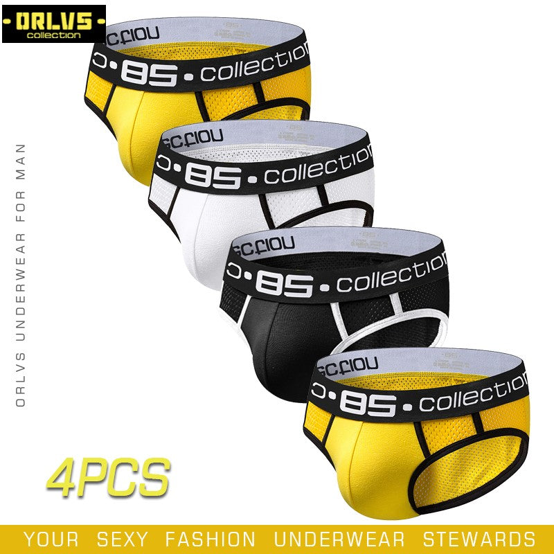 BS 4PC/LOT Men Briefs Sexy Underwear Male Underpants Men's Sexy Breathable Brief Pants Comfortable Men Briefs Underwear Cotton