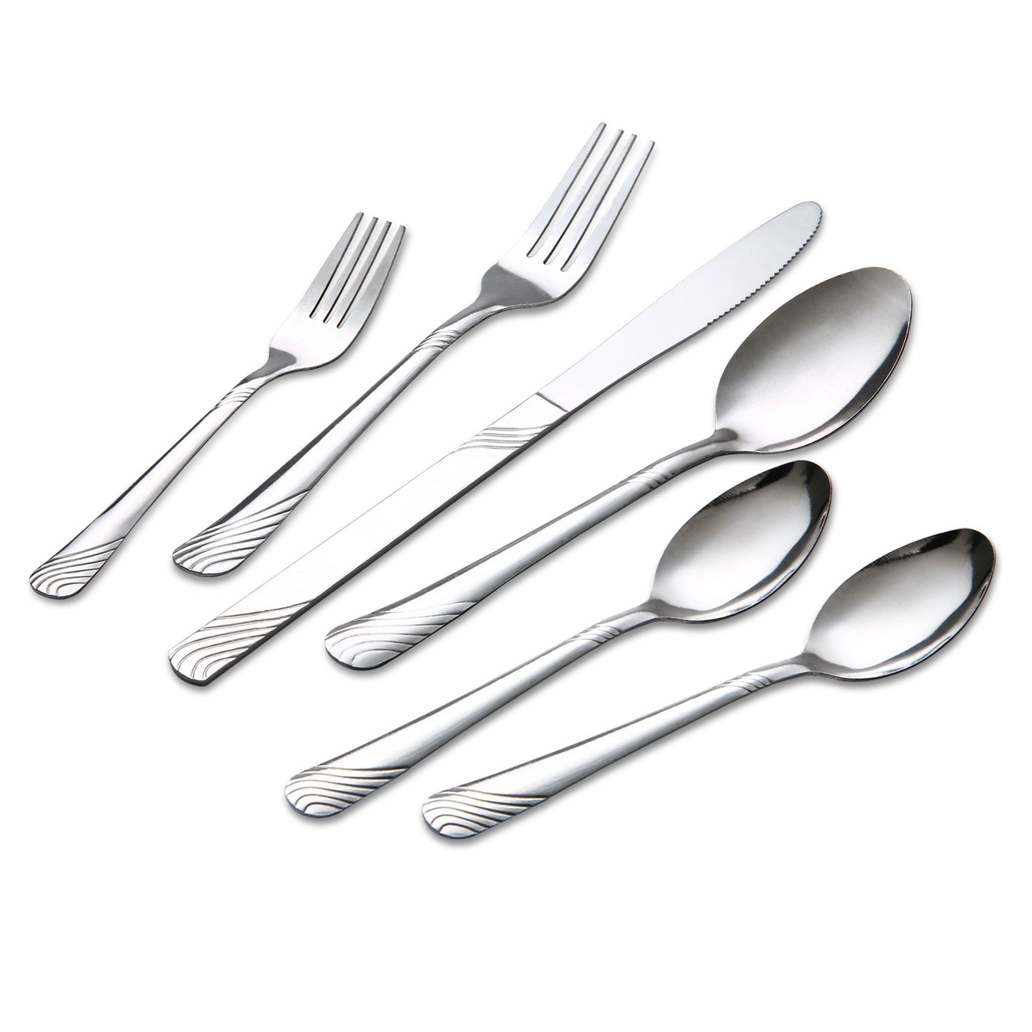 HANSMART 48Pcs Flatware Set Service for 8 Stainless Steel Knife Fork Spoon Tableware Flatware Set Kitchen Dinnerware Gift