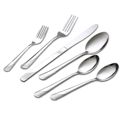 HANSMART 48Pcs Flatware Set Service for 8 Stainless Steel Knife Fork Spoon Tableware Flatware Set Kitchen Dinnerware Gift