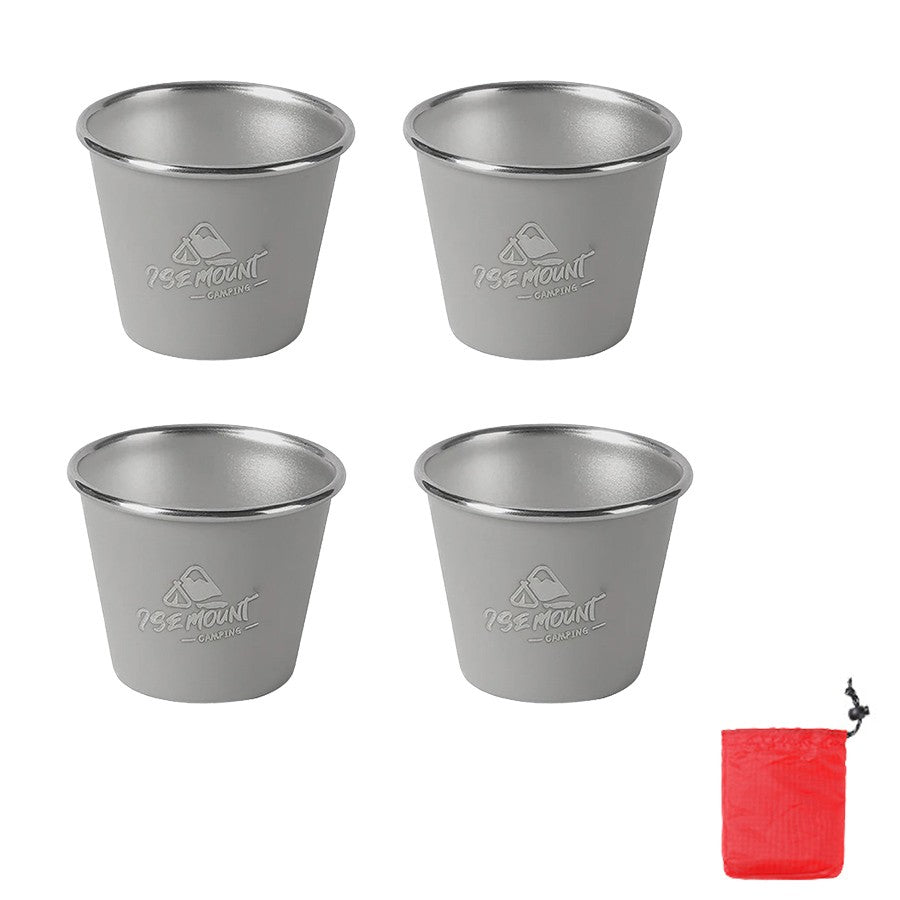 Conjunto de 4 Canecas de Aço Inoxidável, para Acampamento ao Ar Livre, Caneca de Café Empilhável para Viagem, Piquenique, Churrasco, Caminhada - Presente de Feriado