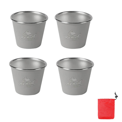 Conjunto de 4 Canecas de Aço Inoxidável, para Acampamento ao Ar Livre, Caneca de Café Empilhável para Viagem, Piquenique, Churrasco, Caminhada - Presente de Feriado
