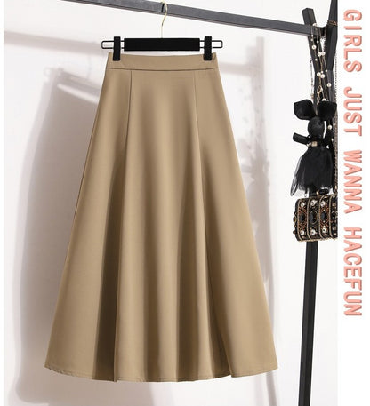 Ladies' Summer High Waist Plus Size Skirts 2026 Mid To Long Flowing Suit Skirt New Style Casual Solid Color A-line Skirt