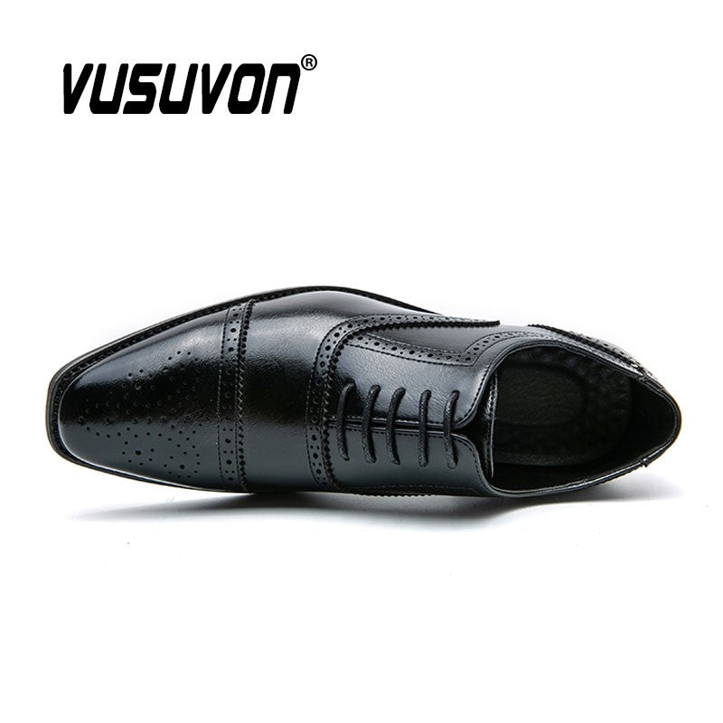 Men Oxfords Brogue Shoes Fashion Breathable Split Leather 38-48 Size Boys Black Soft Outdoor Casual Autumn Mules Dress Flats