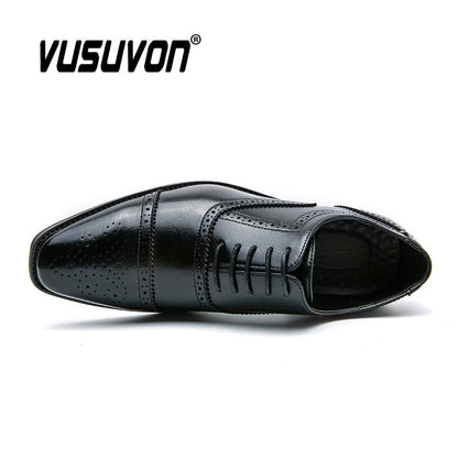 Men Oxfords Brogue Shoes Fashion Breathable Split Leather 38-48 Size Boys Black Soft Outdoor Casual Autumn Mules Dress Flats