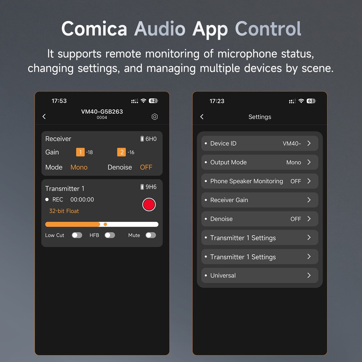 Comica VM40 2.4G Super Cardioid Microfone Shotgun Sem Fio de Canal Duplo, Modos duplo com e sem fio, para Câmera/Smartphone/PC