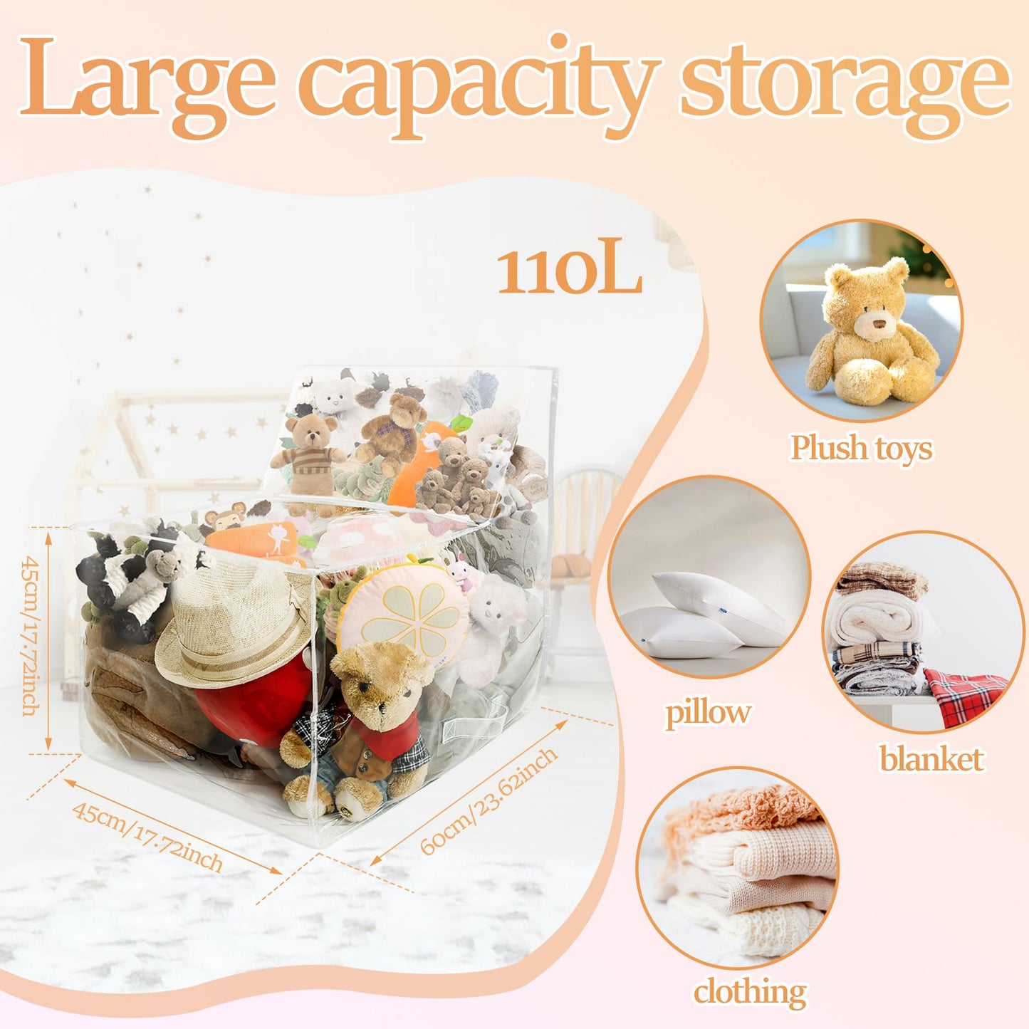 Plush Toy Stuffed Bean Bag Clear Sofas Chair Cover Large Zipper Lazy Seat Storage Child Adult Tatami No Filler Included