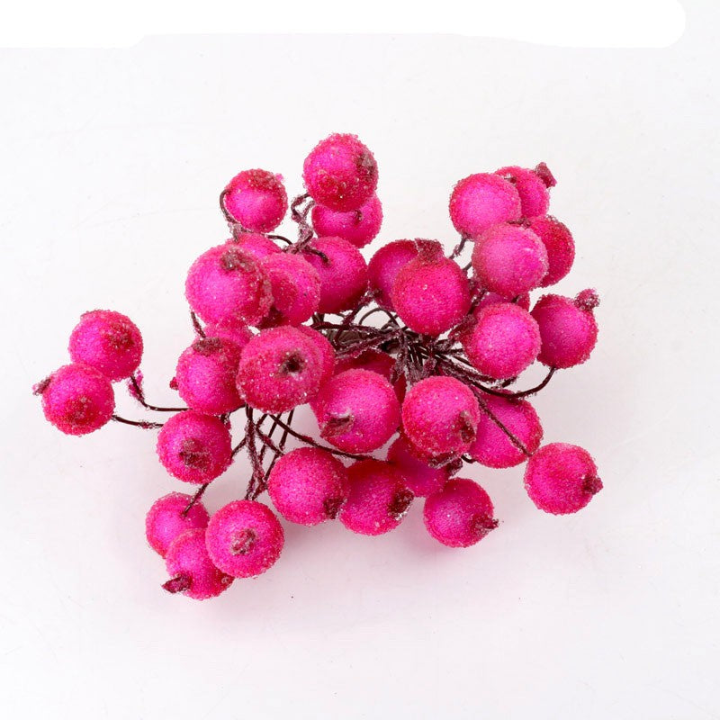 40pcs Mini Christmas Frosted Artificial Berry Vivid Red Holly Berries Wedding Party Decoration Artificial Flowers Home Decor