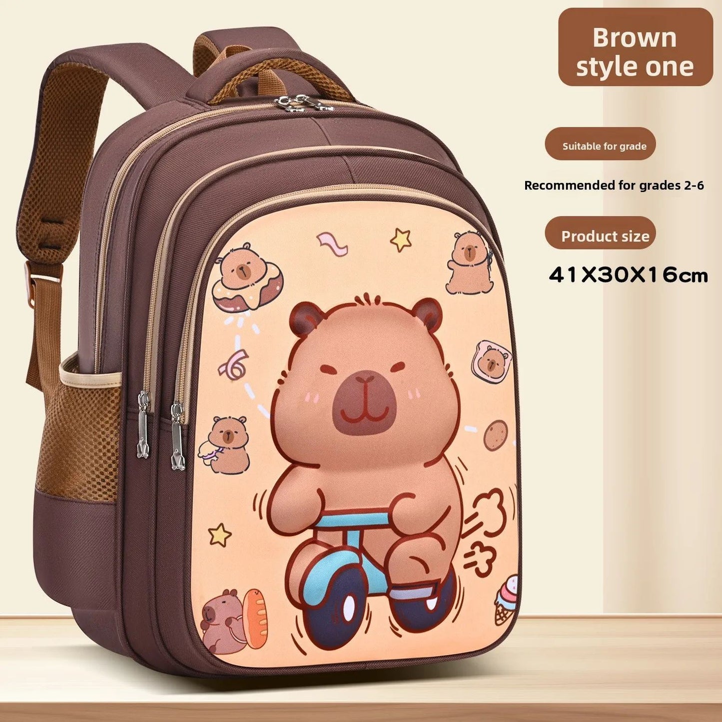 Capybara Children Backpack Waterproof Student Schoolbag Large Capacity Alleviate Burden School Bag Orthopedic Backpack Book Bag