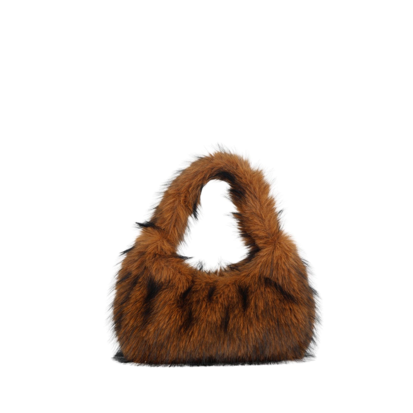 Solid Color Plush Dumpling Bag Simple Style Niche Design Faux Fur Handbag Tote Small Women's Underarm Hobo Bag