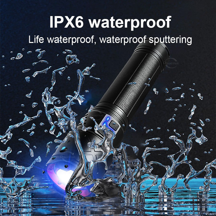 2025 New Ultra Bright LED Flashlight USB Rechargeable Zoom Flashlights Long Range 6000M Tactical Torch Camping Fishing Work Lamp