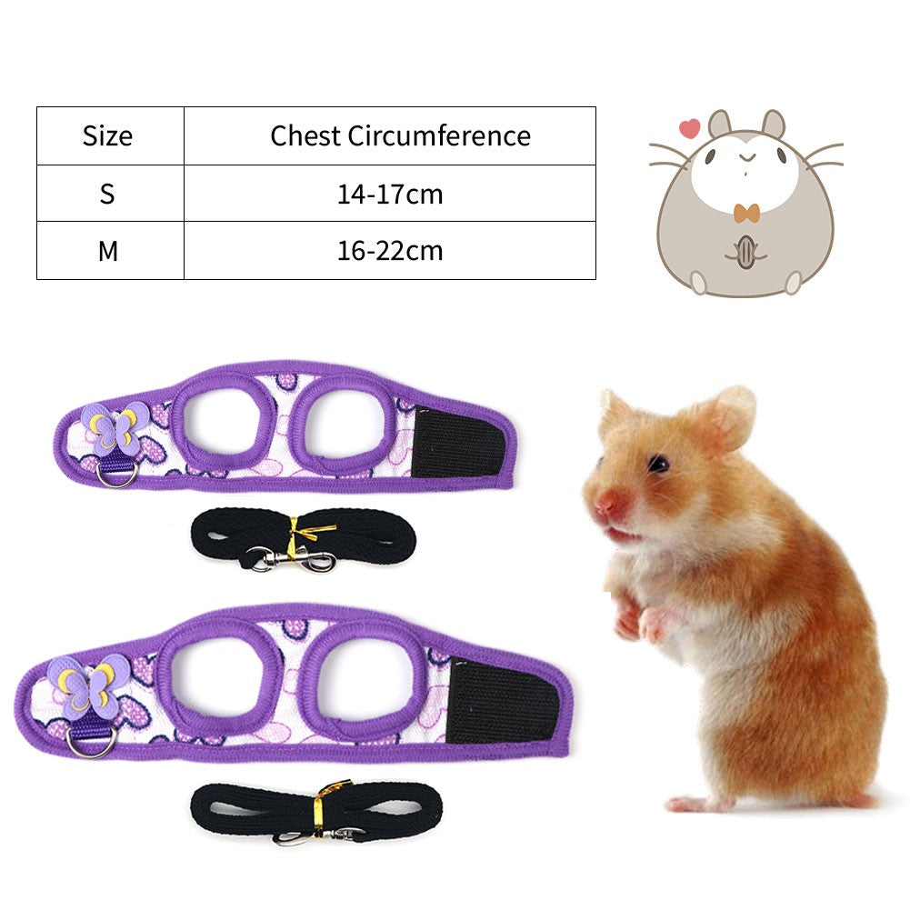 Coleira Ajustável para Porquinho-da-Índia Guia de Tração para Exterior Hamster Chinchila Ratos Furão Coelho Acessórios para Pequenos Animais de Estimação