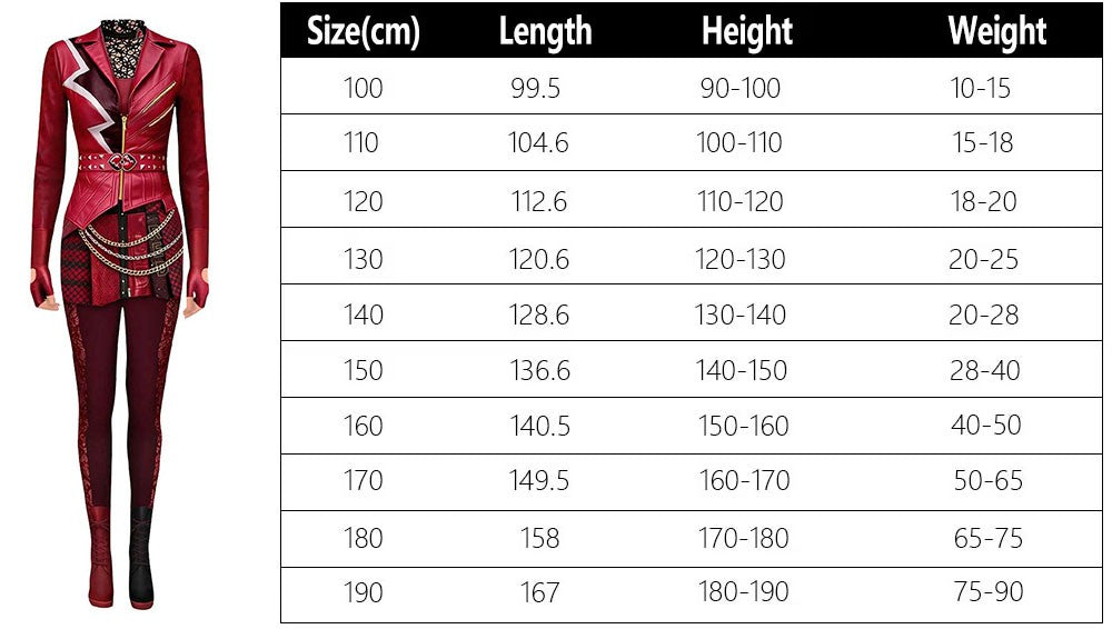 Descendants 2026 Fantasia Red Cosplay Jumpsuit Costume Evie Women Top Pants Gloves Disfraz Outfits Halloween Carnival Party Suit