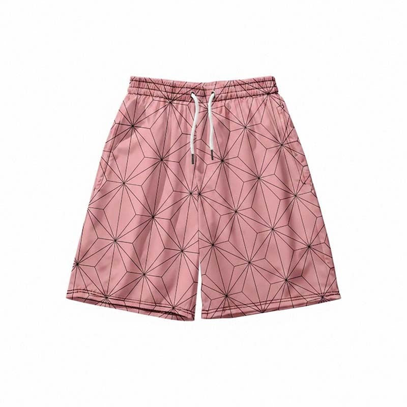 Anime Kamado Tanjirou Cosplay Shorts Tomioka Giyuu Kamado Nezuko 3D Print Beach Shorts Elastic Waist Outfits for Men
