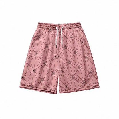 Anime Kamado Tanjirou Cosplay Shorts Tomioka Giyuu Kamado Nezuko 3D Print Beach Shorts Elastic Waist Outfits for Men