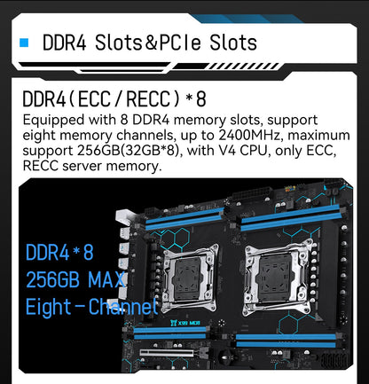MACHINIST X99 MD8 Motherboard Dual CPU E-ATX Support Xeon LGA 2011-3 processor 8 DDR4 slot USB3.0 SATA3 NVME M.2