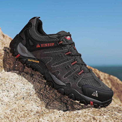 HIKEUP Tênis Masculino de Caminhada em Couro Camurça, Calçados Outdoor Resistentes ao Desgaste Masculinos para Trekking, Caminhada, Caça e Tênis Táticos