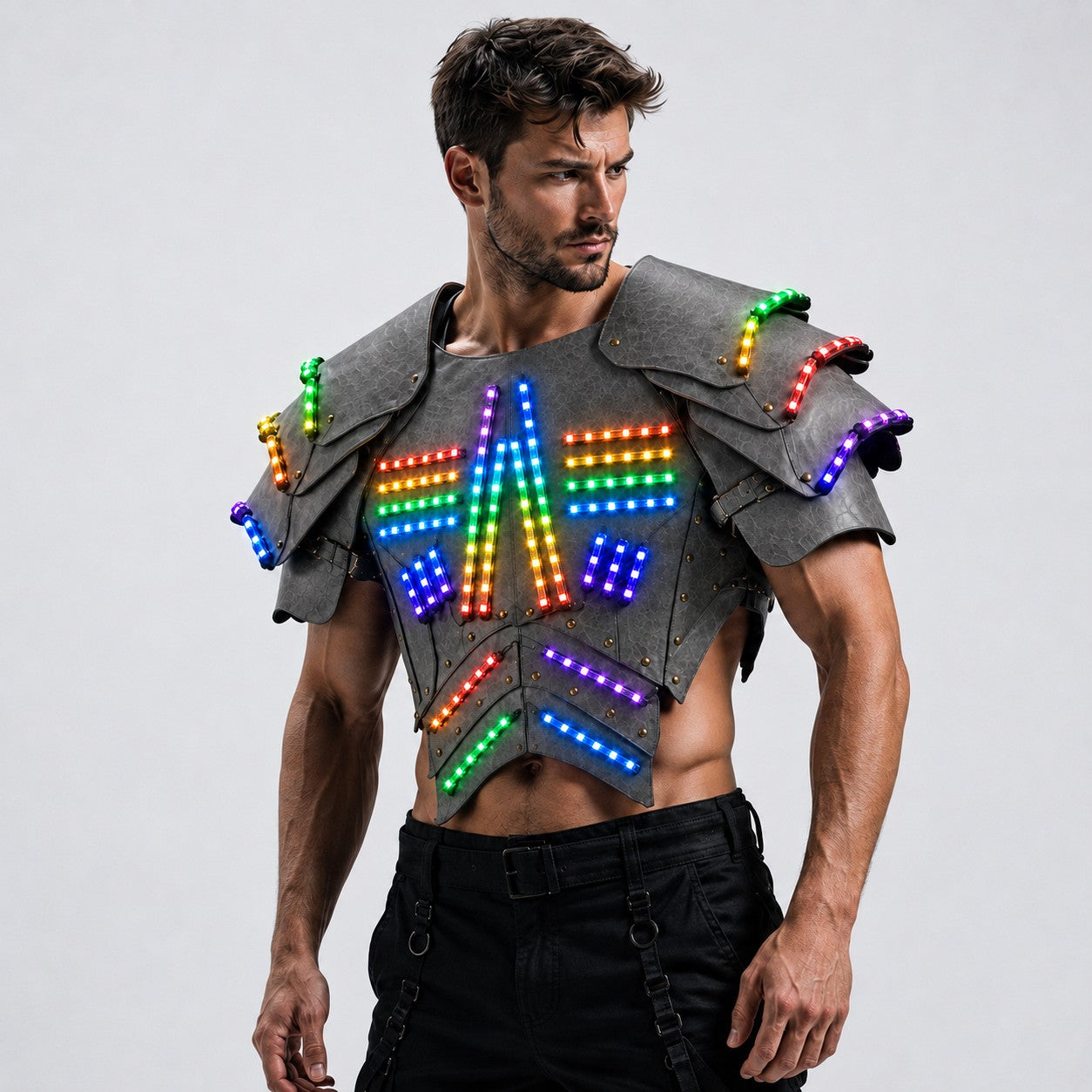 Cyber LED Glow Armor Cape – Illuminated Cosplay & Club Wear