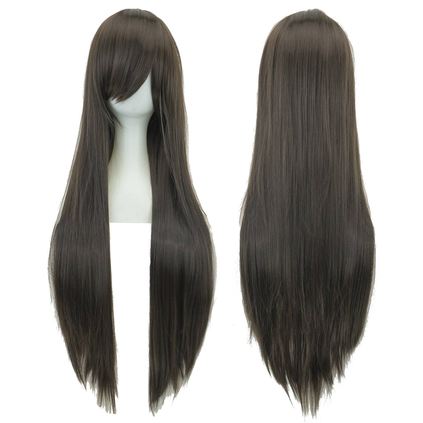 Soowee 80cm Cabelo Sintético Comprido Branco Roxo Perucas Cosplay Festa Preto Cabelo Liso Peruca Postiça para Mulheres