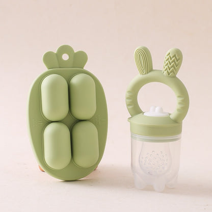 Silicone Baby Fruit Feeder With Cover Fruit Vegetable Food Supplement Bite Soother Nibbler Feeding Tableware Teething Pacifier