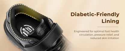 Fittington Diabetic Shoes For Men Extra Wide Width Velcro Walking Shoes Water-Repellent Slip On Leather Sneakers For Diabetic S