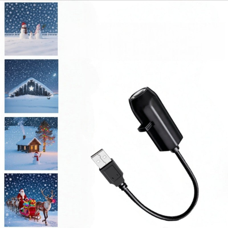 LED USB Projector Light 3/4pcs Projection Patterns- Adjustable USB Night Light for Christmas Festival Decorations