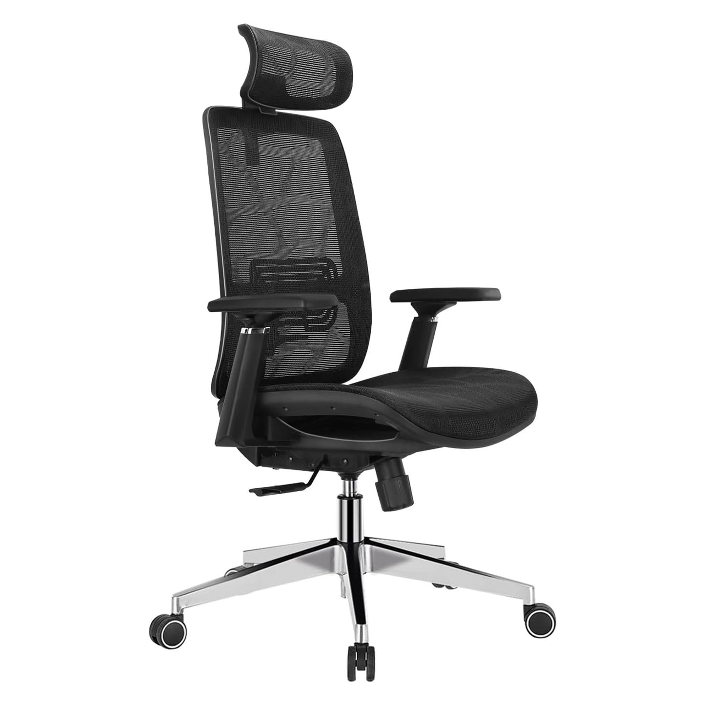 Nova Cadeira de Escritório Ergonômica em Malha com Suporte Lombar Ajustável Inclinação de 120° Cadeira de Computador Confortável com Braços Macios Retráteis