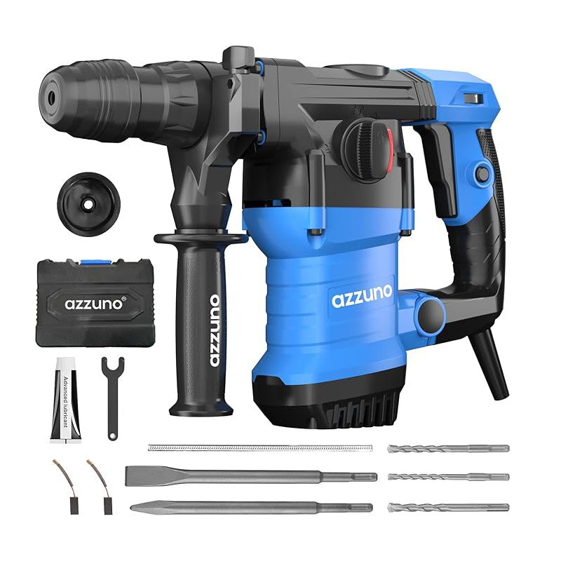 Furadeira de Impacto AZZUNO 1500W Martelete Perfurador Profissional Potente Furadeira Elétrica com Martelo Modos de Ajuste Multifuncionais