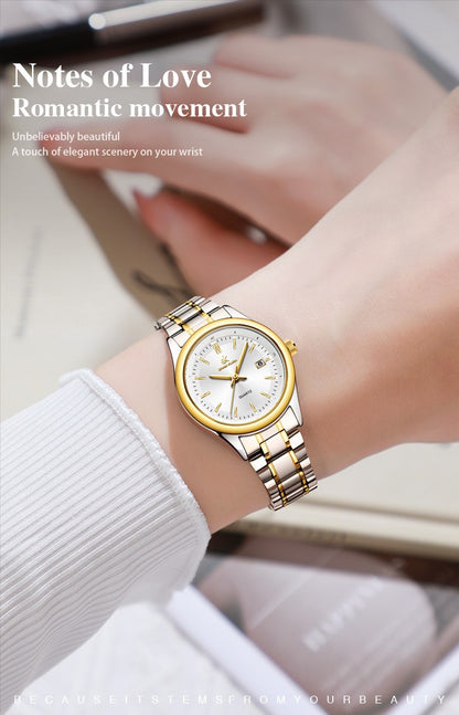 ERNIE KLEIN Women’s Watch Luxury Gold Watch OriginalDate Week Stainless Steel Waterproof Luminous Elegant Dress Ladies' Watches