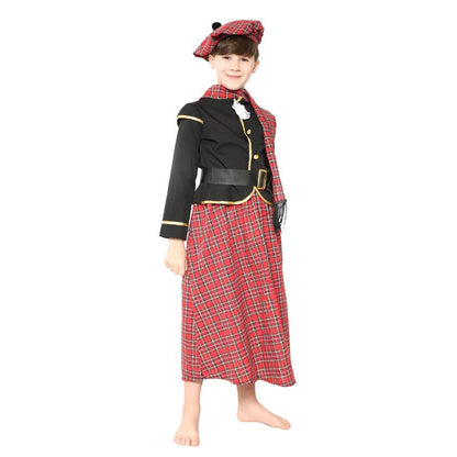 Boys Ethnic Scottish Tartan Clansman Cosplay Outfit Kids Around The World Book Day Week Halloween Party Costume