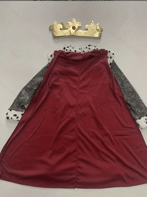 Boys Medieval Royal King Costume Set with Crown and Cape