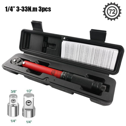 Chave Torquímetro 72T 1/2'' 3/8'' 1/4'' com Pré-ajuste para Bicicletas e Carros, Chave Catraca de Duas Vias, Ferramentas Manuais Automotivas