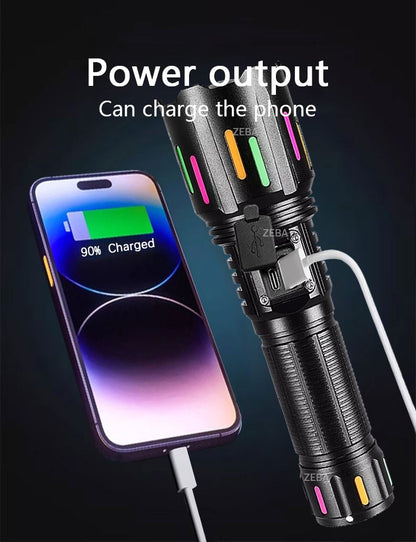 Super Powerful LED Flashlight 1000000LM High Power Torch Strong Light 800W Led Flash Light Rechargeable Hunting Tactical Lantern