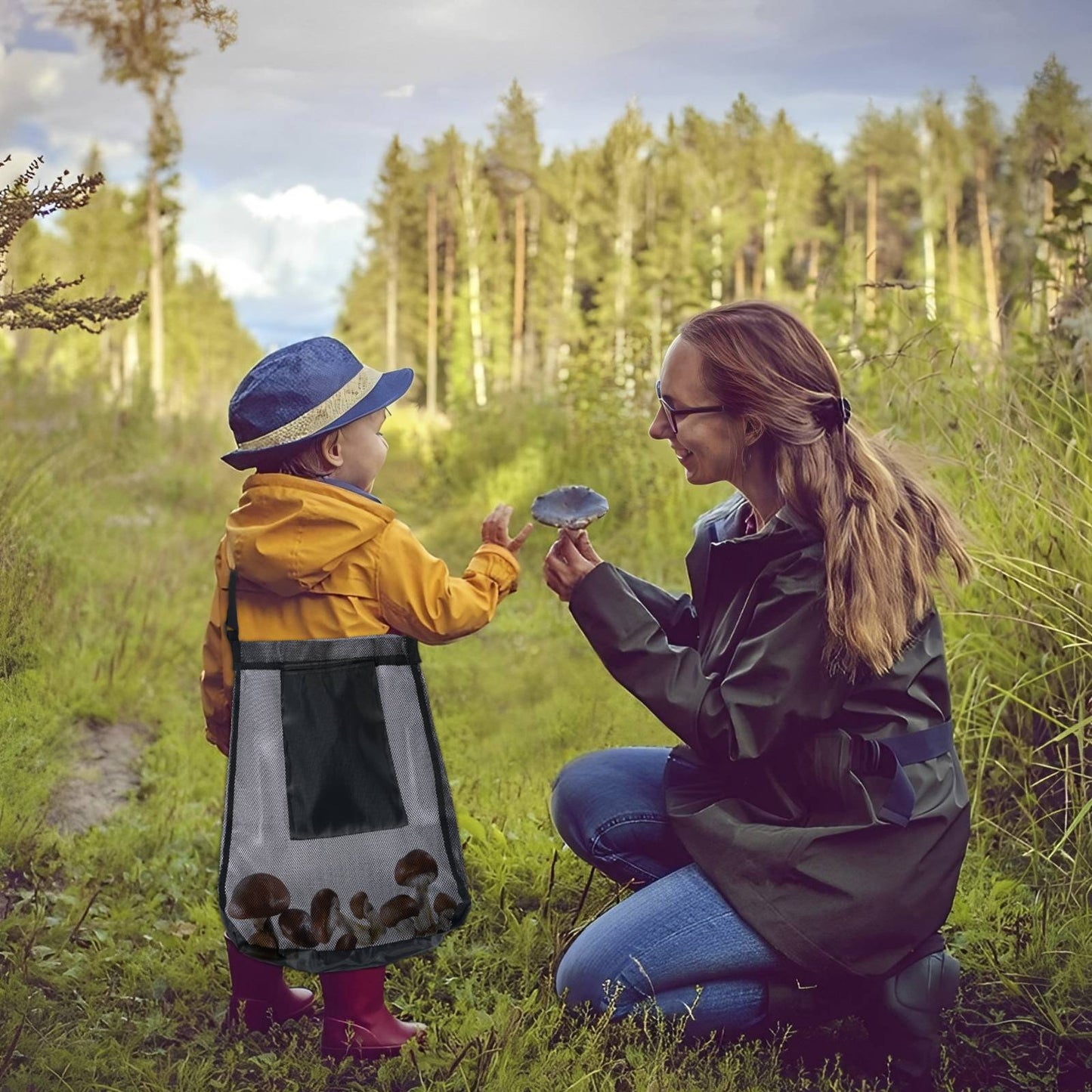 1/2Pcs Multipurpose Storage Bag Mesh Mushroom Foraging Bag With Adjustable Shoulder Strap Large Capacity Outdoor Shopping Pouch