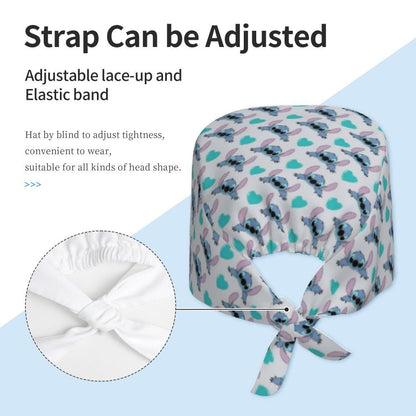 Custom Retro Cartoon Cleaning Working Cap Comfortable  Stitch Ohana Scrub Cap Surgicals Hat Nurse Scrubs Hat For Dentist