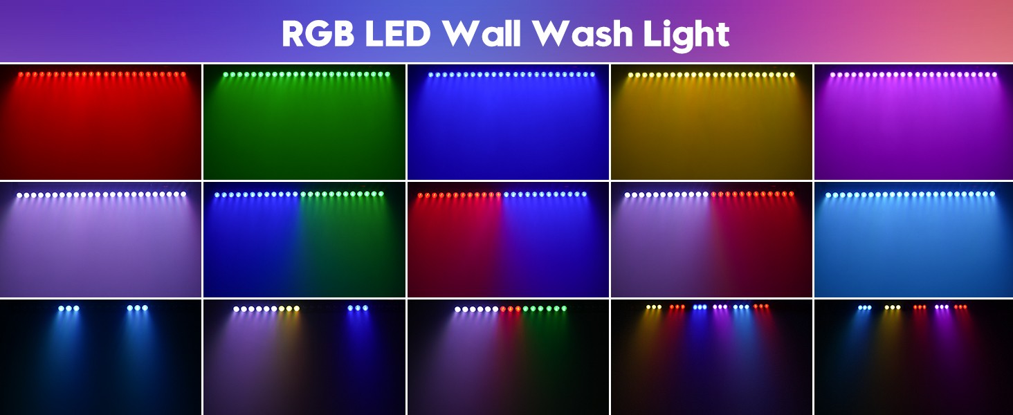 U'King 1/2Pcs 60W RGB 24LED Wall Wash Light Bar With Remote Controller DMX512 Stage Light Bar For DJ Wedding Party Church Music